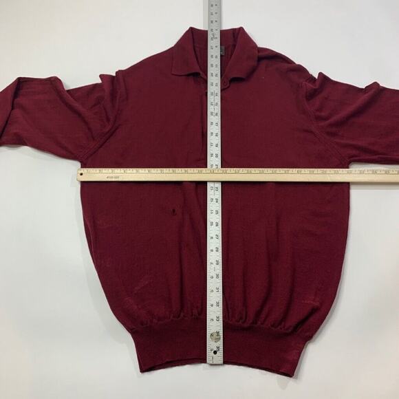Neiman Marcus Sweater Mens 52 Burgundy Wool Collar Elastic Bottom Pullover *READ - Picture 6 of 11
